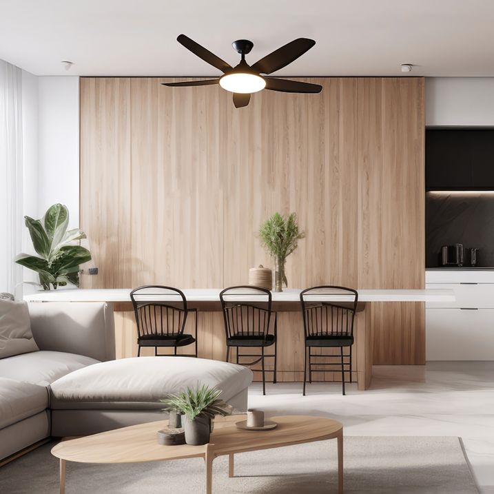 qazqa Plafondventilator zwart 130cm incl. LED dimbaar met afstandsbediening - Vifte