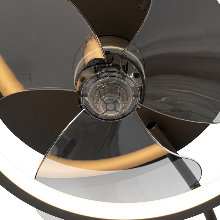 Qazqa Plafondventilator Zwart 46.5cm Incl. LED Met Afstandsbediening - Kees