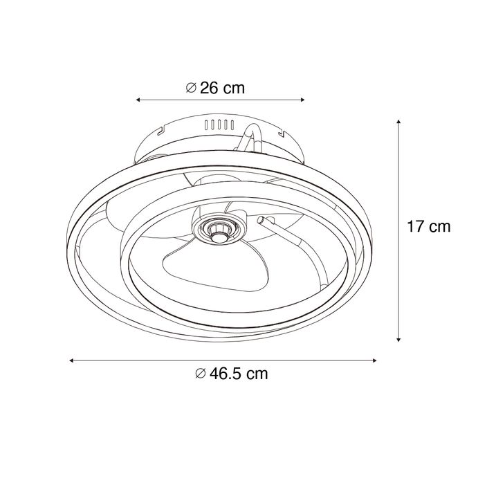 Qazqa Plafondventilator Zwart 46.5cm Incl. LED Met Afstandsbediening - Kees