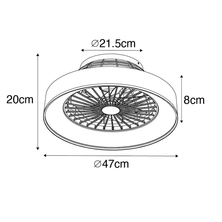 Qazqa Plafondventilator Zwart 47cm Incl. LED Dimbaar Met Afstandsbediening - Emily