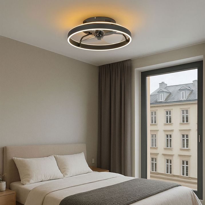 qazqa Plafondventilator zwart 50cm incl. LED dimbaar met afstandsbediening - Maddy