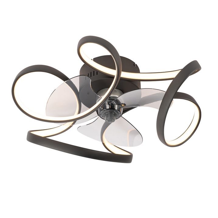 Qazqa Plafondventilator Zwart 55cm Incl. LED Dimbaar Met Afstandsbediening - Mandy