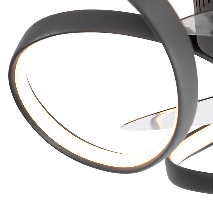 Qazqa Plafondventilator Zwart 55cm Incl. LED Dimbaar Met Afstandsbediening - Mandy