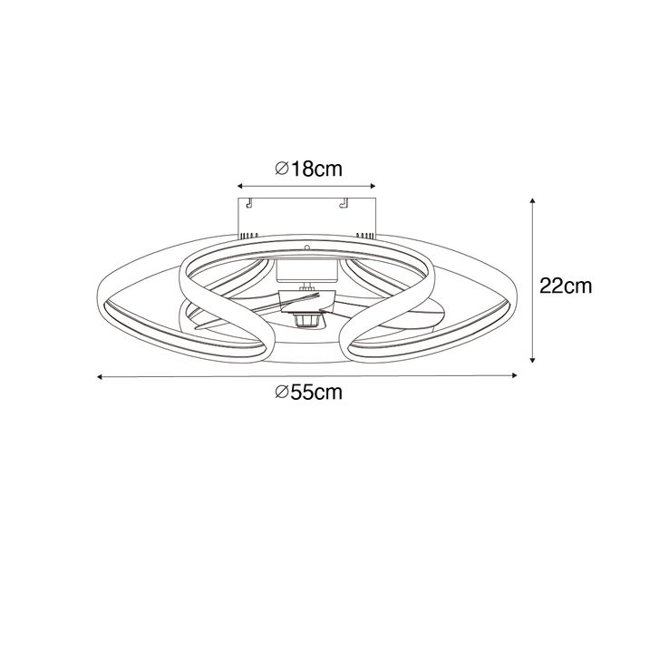 Qazqa Plafondventilator Zwart 55cm Incl. LED Dimbaar Met Afstandsbediening - Mandy