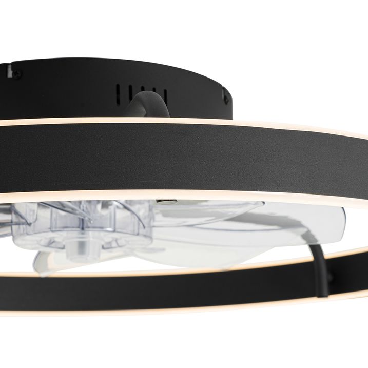 Qazqa Plafondventilator Zwart 70cm Incl. LED Dimbaar Met Afstandsbediening - Maddy