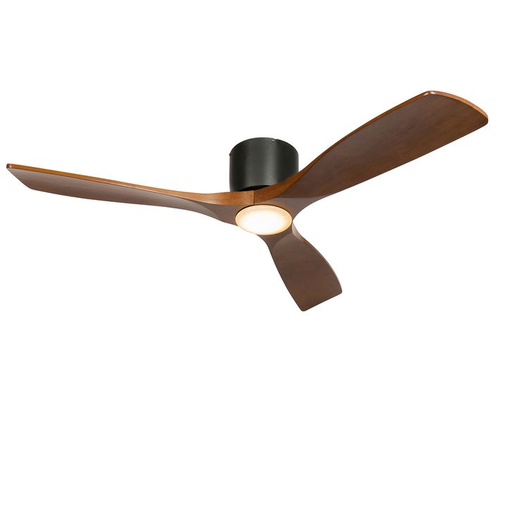 Qazqa Plafondventilator Zwart Met Hout 131.5cm Incl. LED Dimbaar Met Afstandsbediening - Jerri