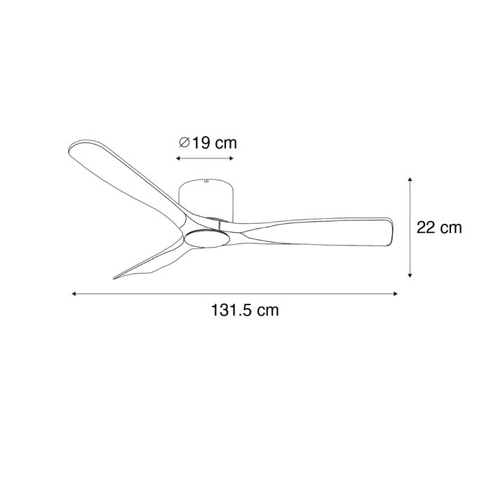 Qazqa Plafondventilator Zwart Met Hout 131.5cm Incl. LED Dimbaar Met Afstandsbediening - Jerri