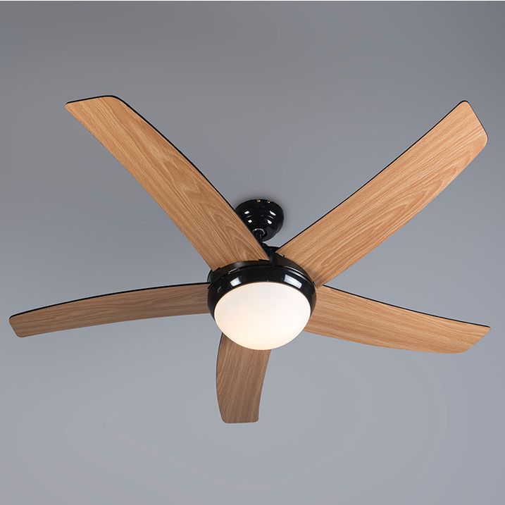 Qazqa Plafondventilator Zwart Met Hout Print 132cm Met Afstandsbediening - Cool