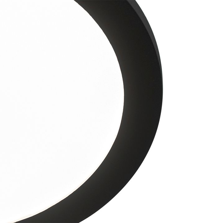 Qazqa Plafonnière Zwart 30cm Incl. LED 3-staps Dimbaar IP44 - Steve