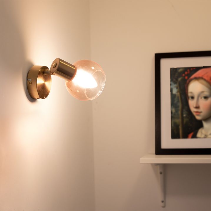 qazqa Art Deco spot goud met roze glas - Vidro