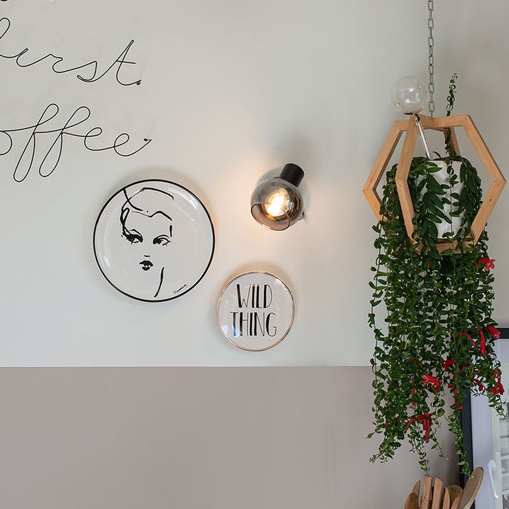 qazqa Art Deco spot zwart met smoke glas - Vidro