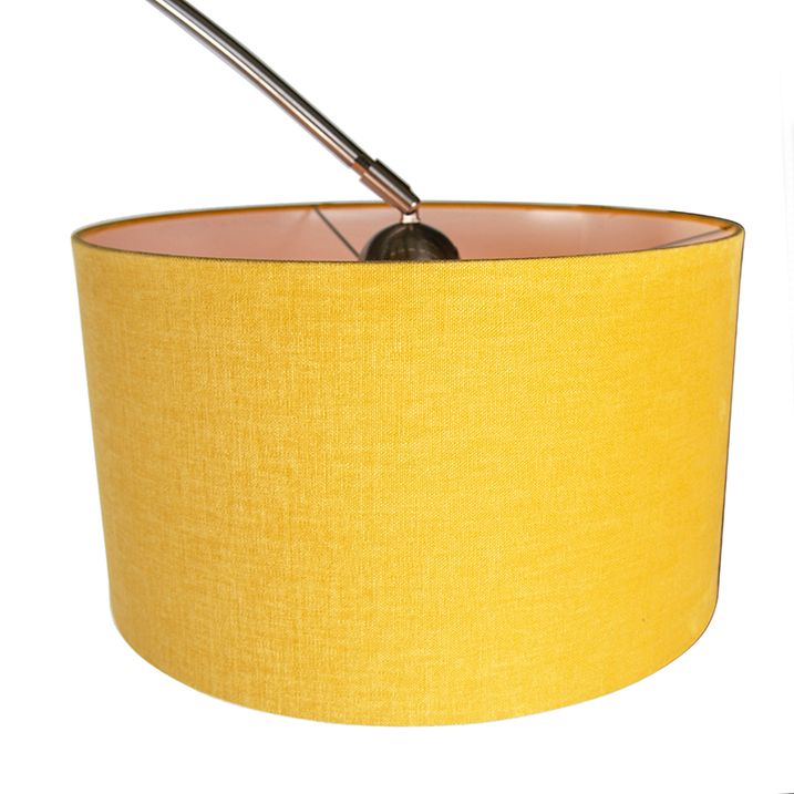 Qazqa Booglamp Staal Met Gele Kap 35/35/20 - XL