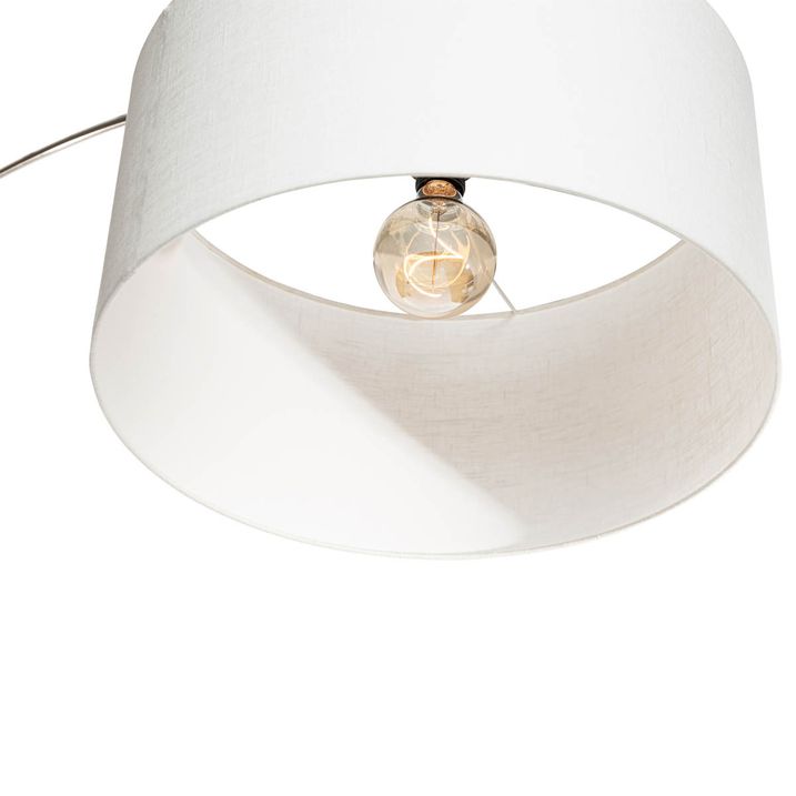 Qazqa Booglamp Staal Stoffen Kap Wit 50 Cm - XXL