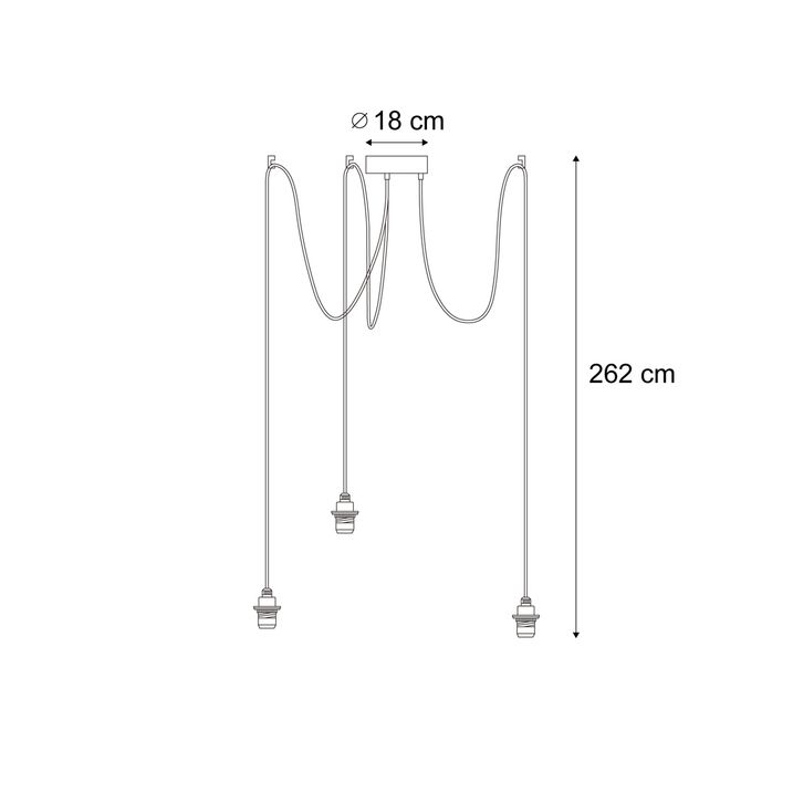 Qazqa Buiten Hanglamp Zwart 3-lichts IP44 - Cava