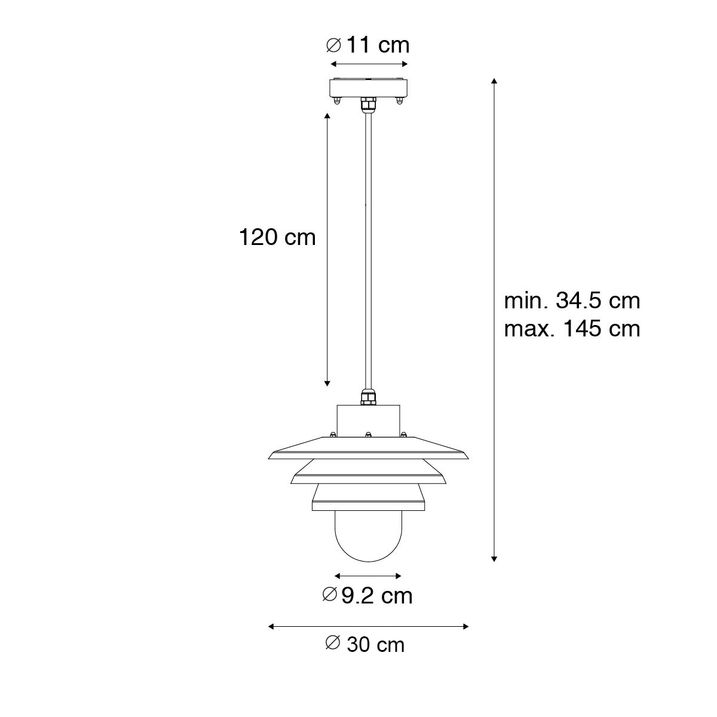 Qazqa Design Buiten Hanglamp Zwart IP44 - Morty