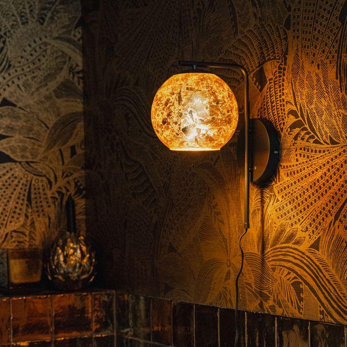 qazqa Design wandlamp zwart met goud glas - Bert