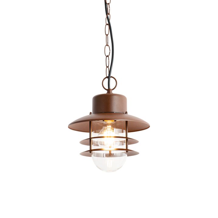 qazqa Industriële hanglamp roestbruin IP44 - Shell