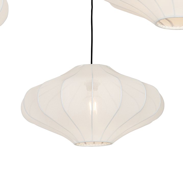 Qazqa Japandi Hanglamp Wit 50cm 3-lichts - Plu