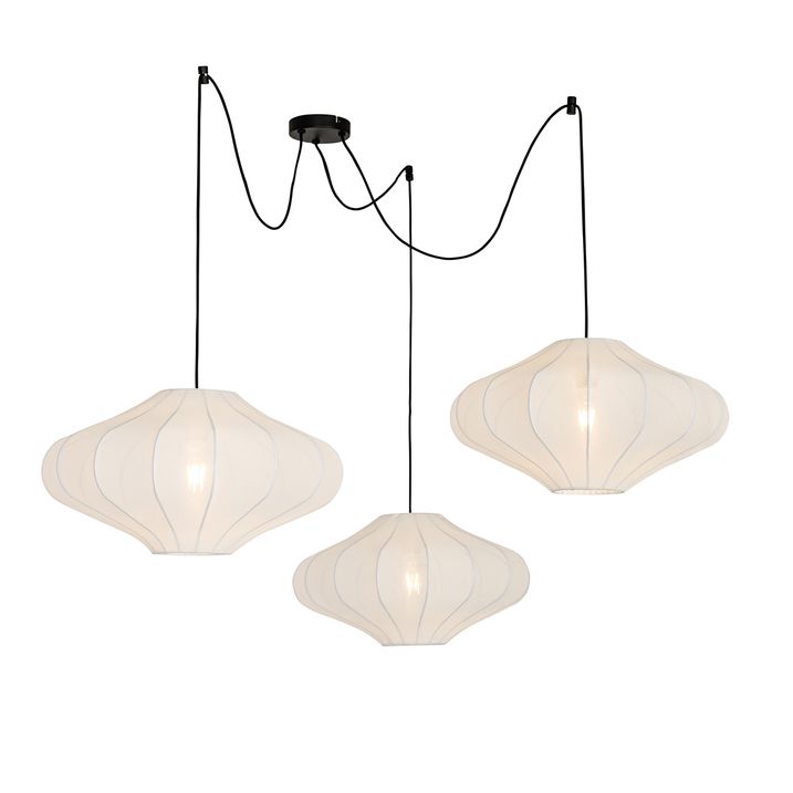 Qazqa Japandi Hanglamp Wit 50cm 3-lichts - Plu