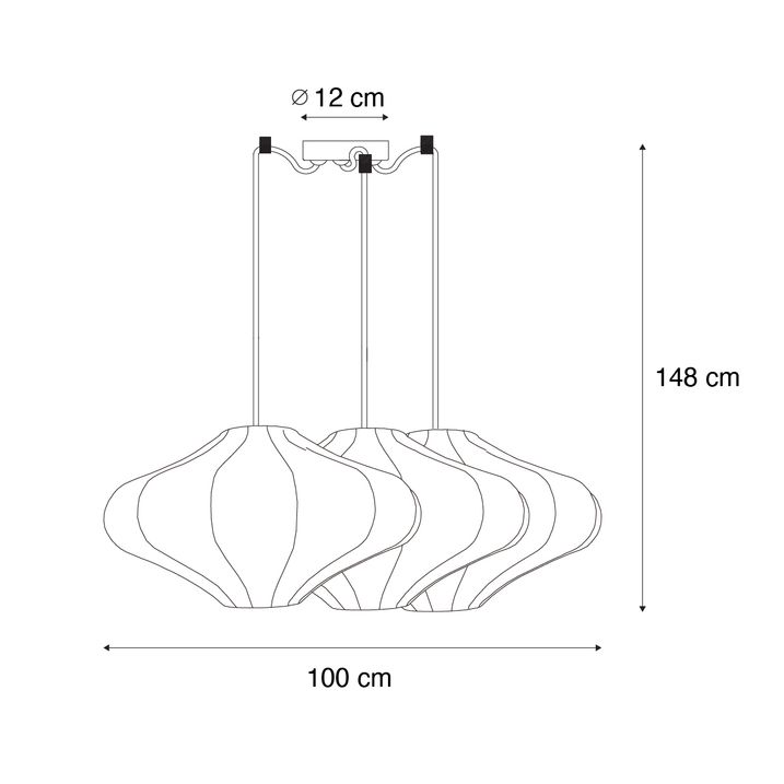 Qazqa Japandi Hanglamp Wit 50cm 3-lichts - Plu