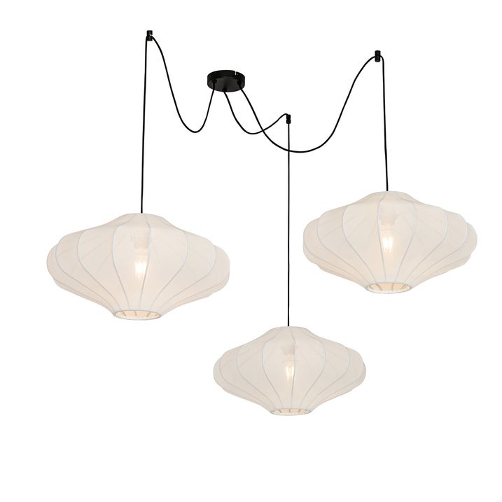 qazqa Japandi hanglamp wit 50cm 3-lichts - Plu