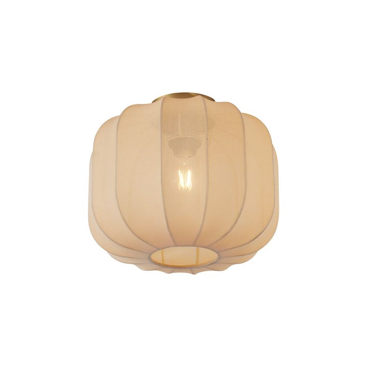 Qazqa Japandi Plafondlamp Goud Met Beige Kap - Pluni