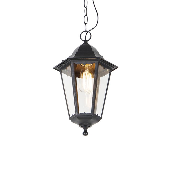qazqa Klassieke buiten hanglamp zwart IP44 - Havana