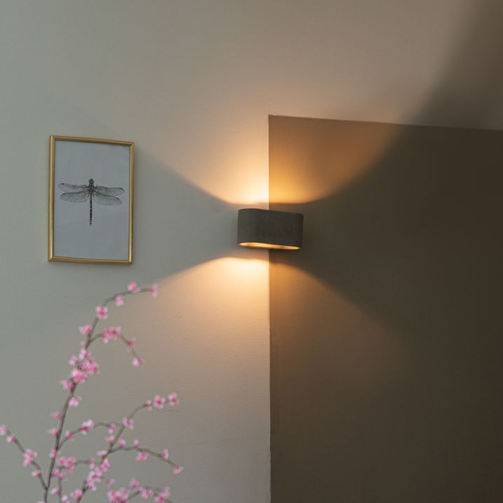 qazqa Landelijke ovale wandlamp beton - Arles