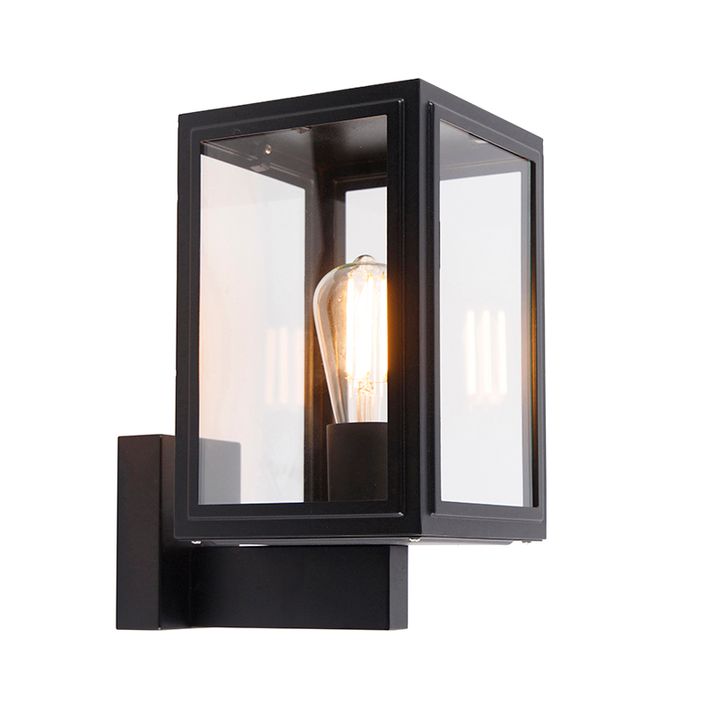 qazqa Landelijke wandlamp zwart IP44 - Sutton Up