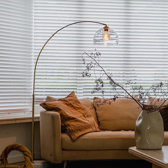 qazqa Moderne booglamp messing met helder glas - Arc