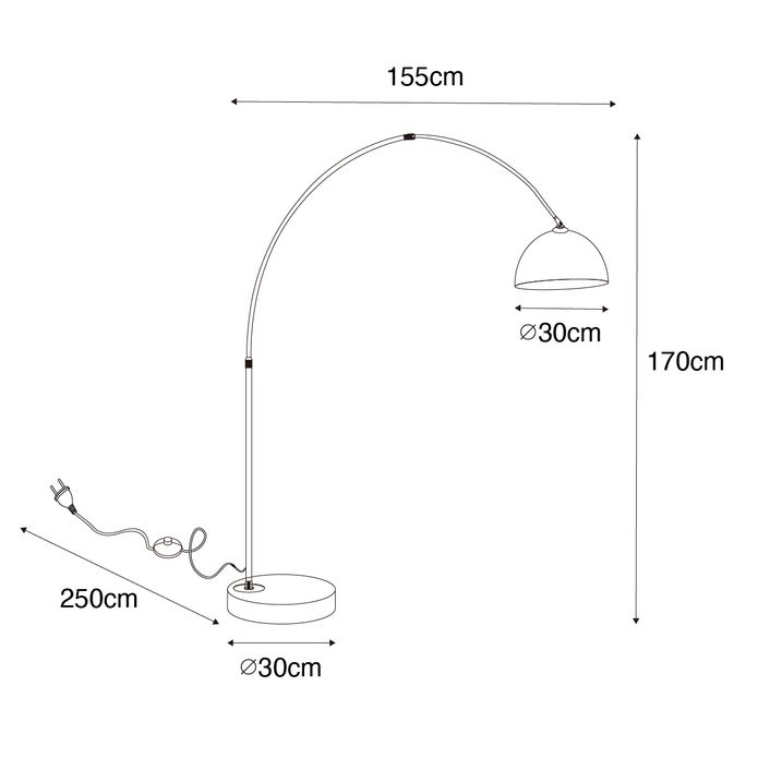 Qazqa Moderne Booglamp Zwart Met Smoke Glas - Arc