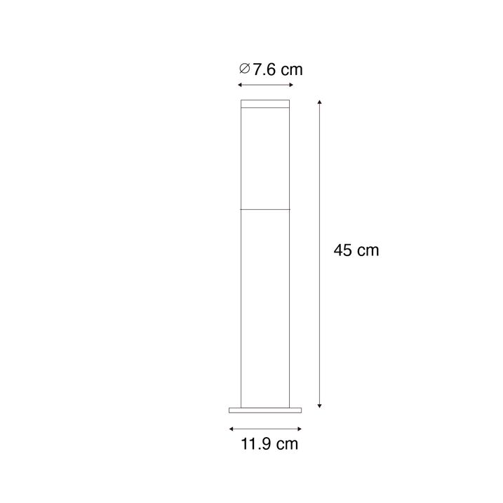 Qazqa Moderne Buitenlamp Paal Zwart 45 Cm IP44 - Rox