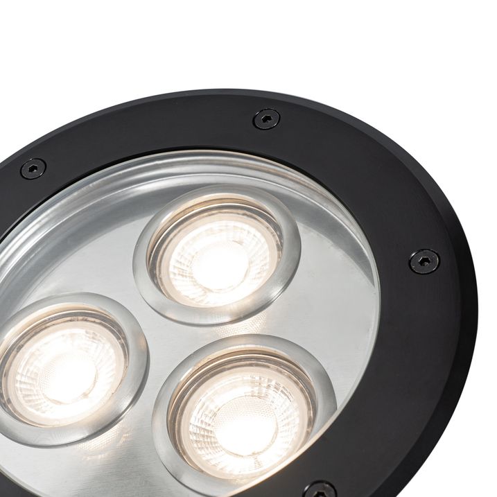 Qazqa Moderne Grondspot Zwart 3-lichts IP65 - Tribus