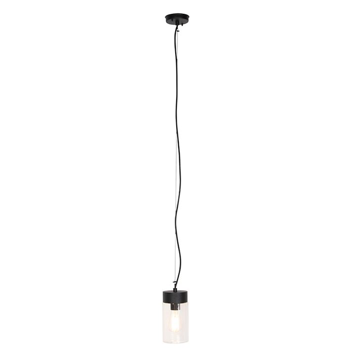 Qazqa Moderne Hanglamp Zwart Met Glas IP44 - Jarra