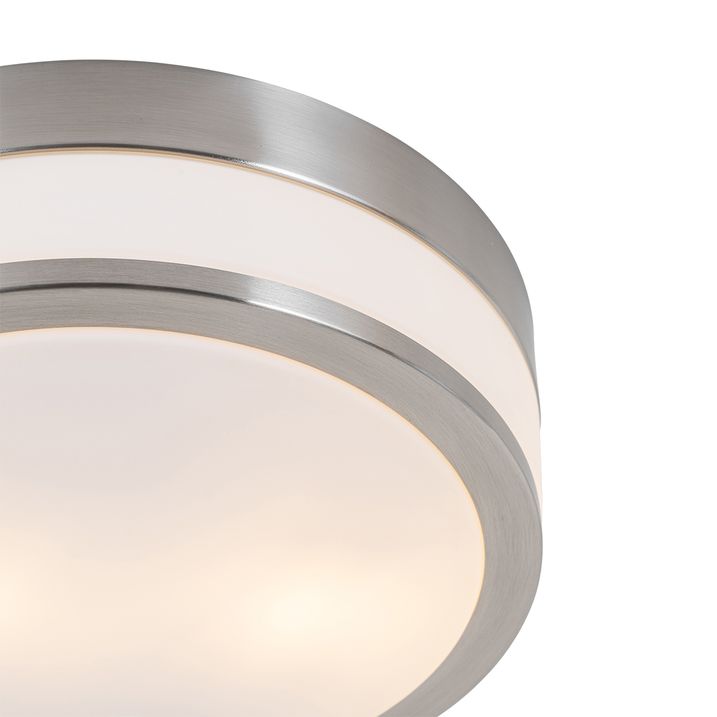 Qazqa Moderne Plafondlamp Staal 28 Cm IP44 - Flavi