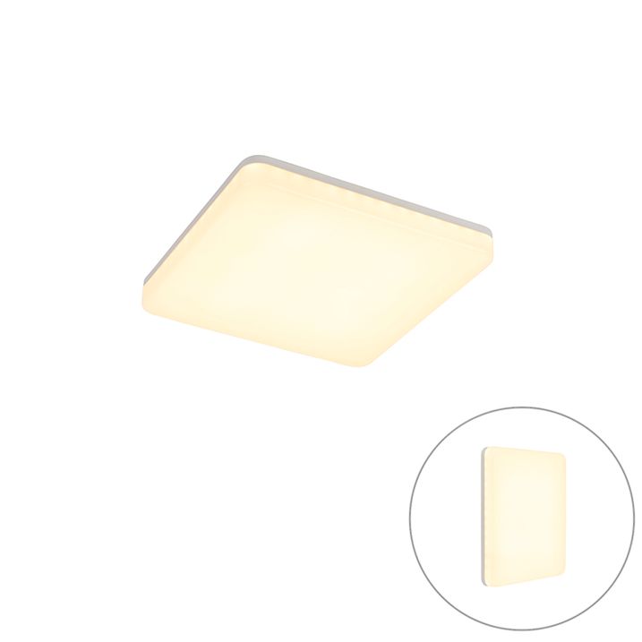 qazqa Moderne plafondlamp vierkant incl. LED - Plater