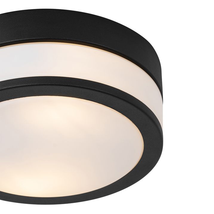 Qazqa Moderne Plafondlamp Zwart 23 Cm IP44 - Flavi