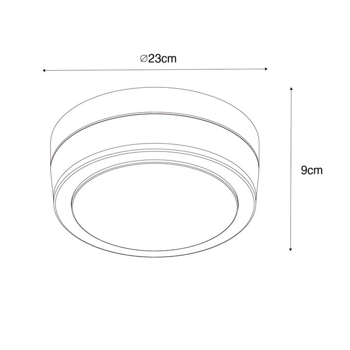 Qazqa Moderne Plafondlamp Zwart 23 Cm IP44 - Flavi