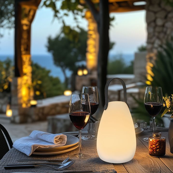 qazqa Moderne tafellamp RGBW oplaadbaar IP54 - Pion