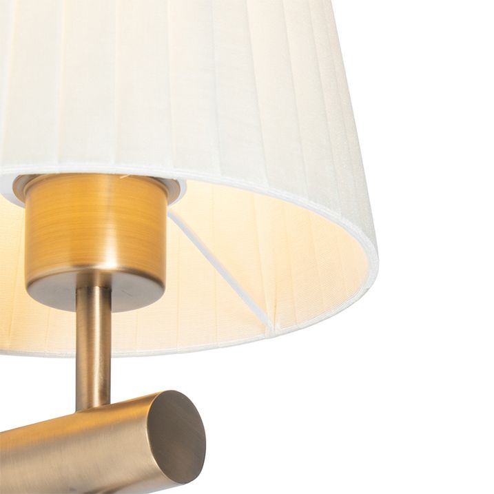 Qazqa Moderne Wandlamp Brons Met Witte Kap - Pluk