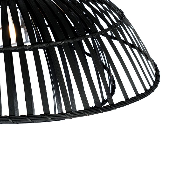 Qazqa Oosterse Booglamp Met Kap Zwart Bamboe - Pua