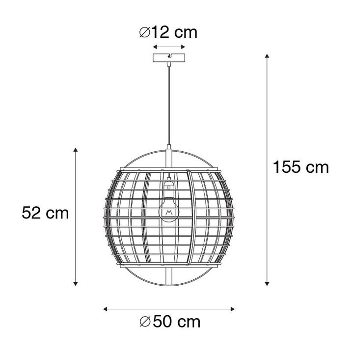 Qazqa Oosterse Hanglamp Bruin 50 Cm - Pascal