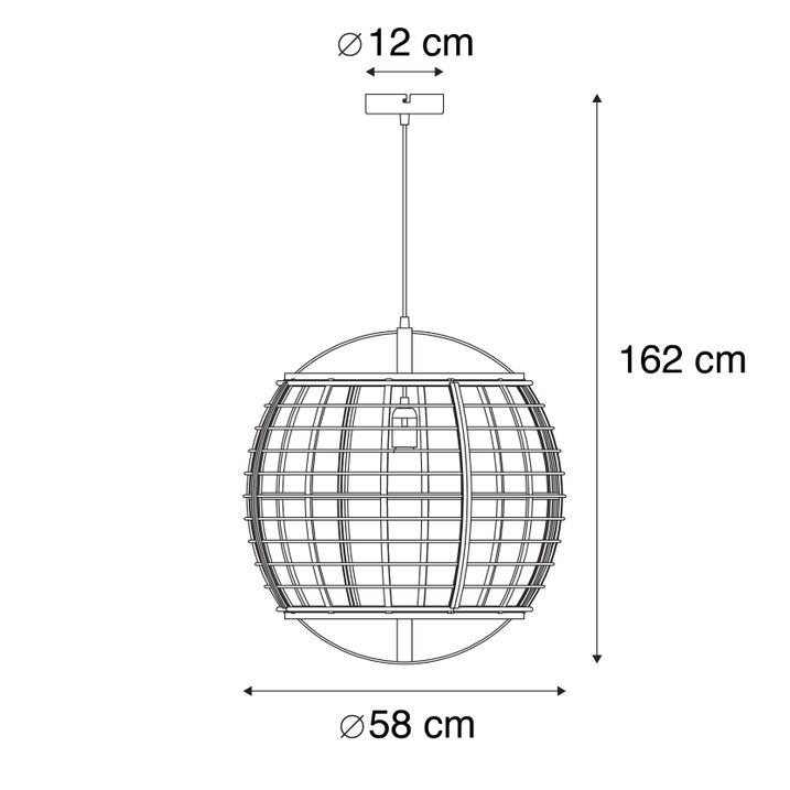 Qazqa Oosterse Hanglamp Bruin 58 Cm - Pascal