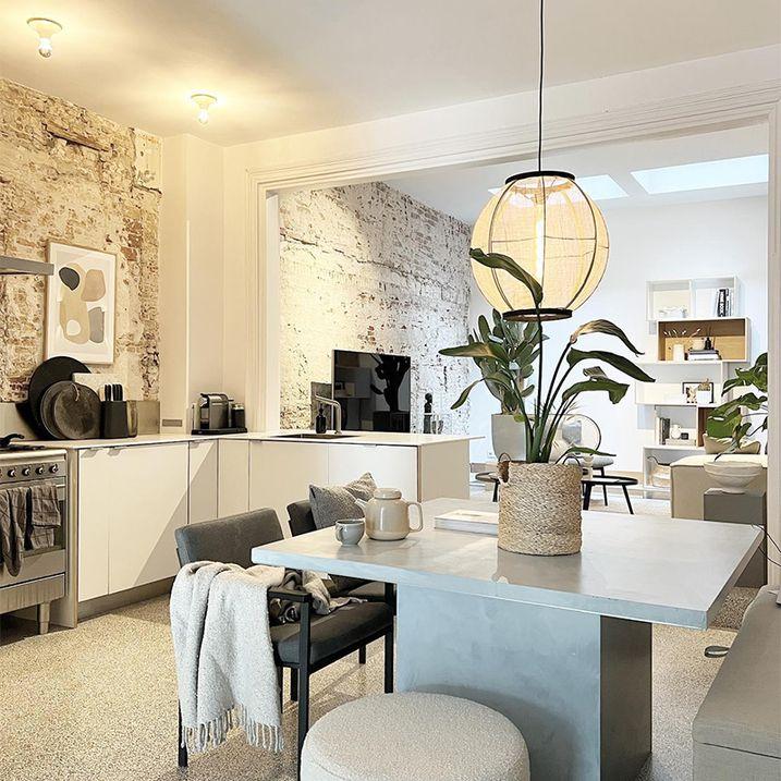 qazqa Oosterse hanglamp bruin stof 46 cm - Rob