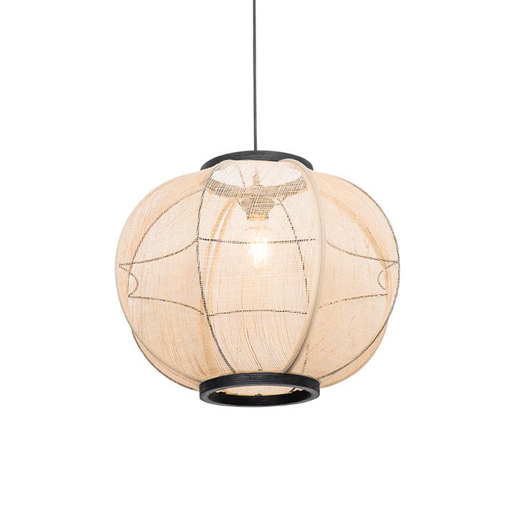 Qazqa Oosterse Hanglamp Bruin Stof 48 Cm - Rob
