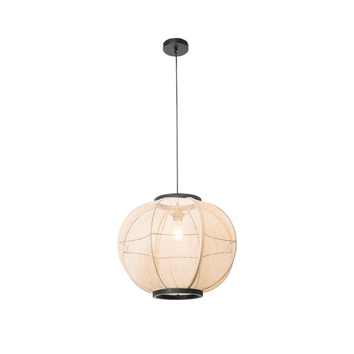 Qazqa Oosterse Hanglamp Bruin Stof 48 Cm - Rob