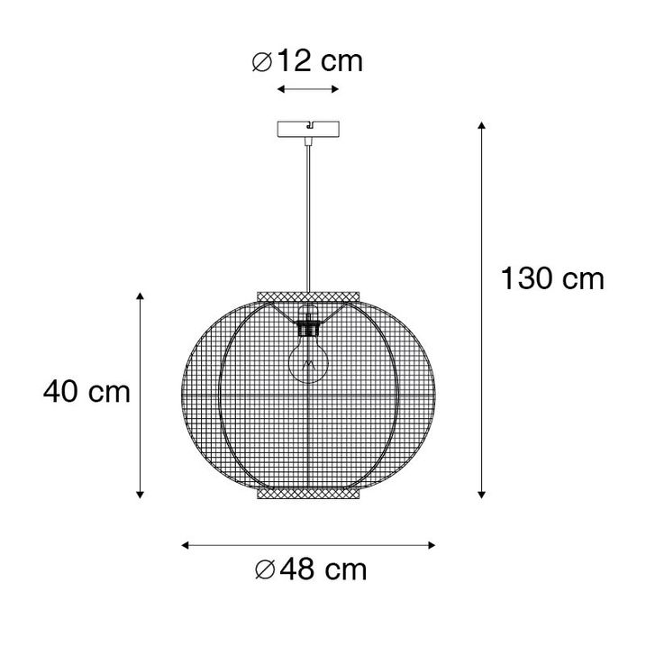 Qazqa Oosterse Hanglamp Bruin Stof 48 Cm - Rob