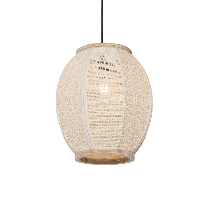Qazqa Oosterse Hanglamp Naturel Stof 35 Cm - Rob