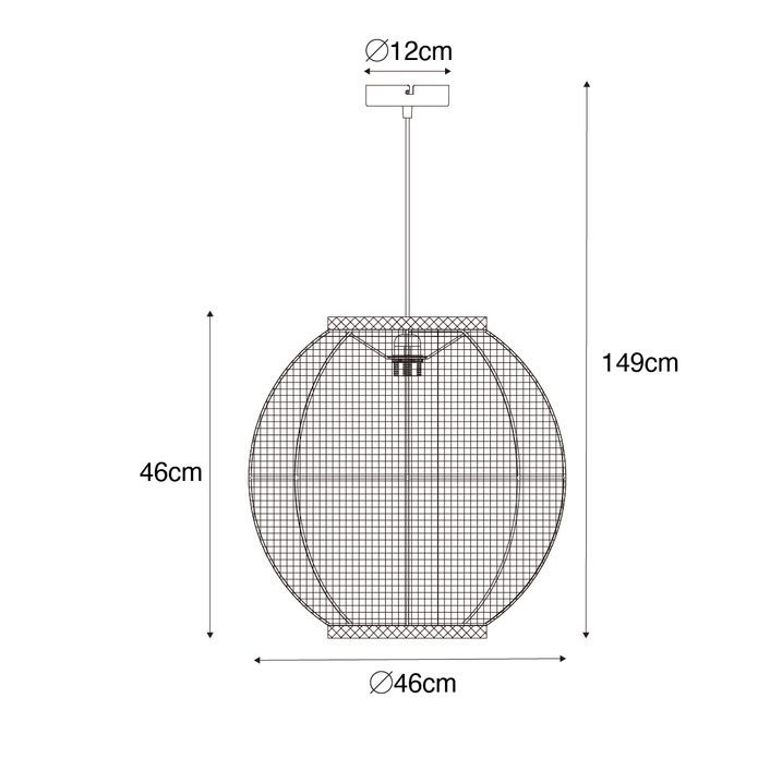 Qazqa Oosterse Hanglamp Naturel Stof 46 Cm - Rob