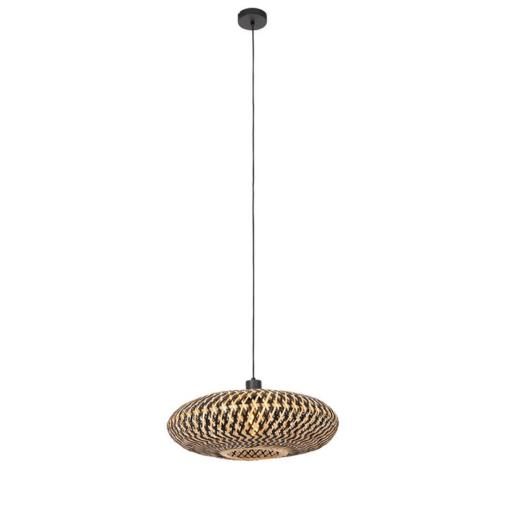 Qazqa Oosterse Hanglamp Zwart Bamboe 50 Cm - Ostrava